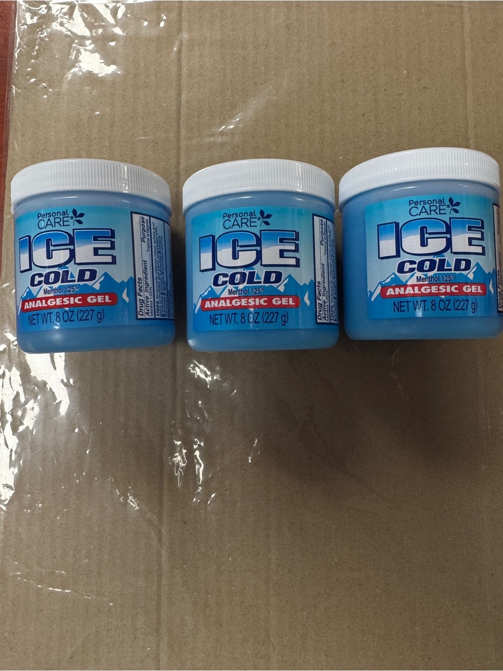 Personal Care ICE Cold Analgesic Gel 8oz-3pack
